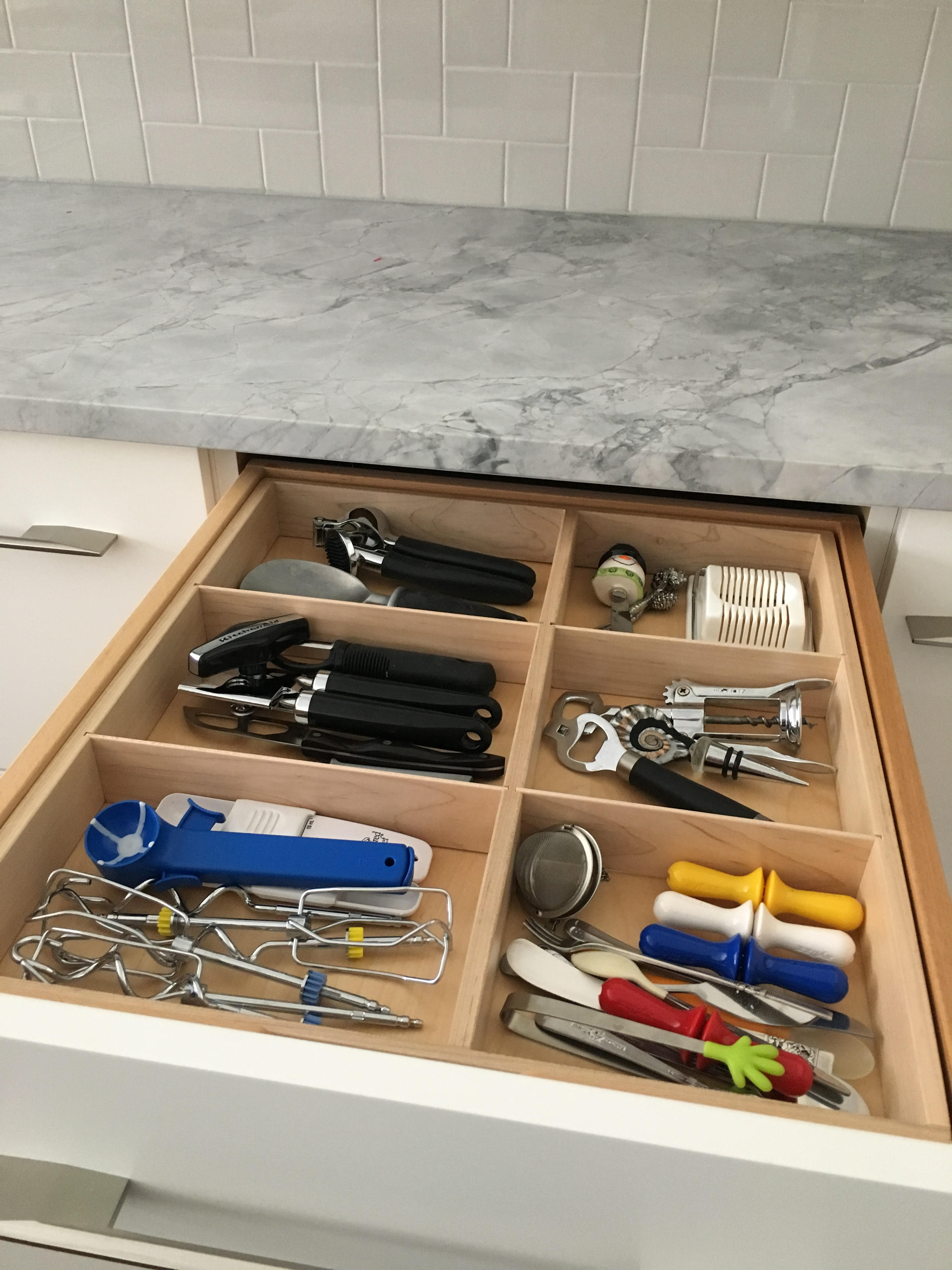 custom maple flatware insert with targeted dividers