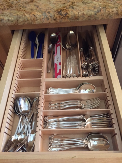 custom maple drawer insert for small kitchen drawer