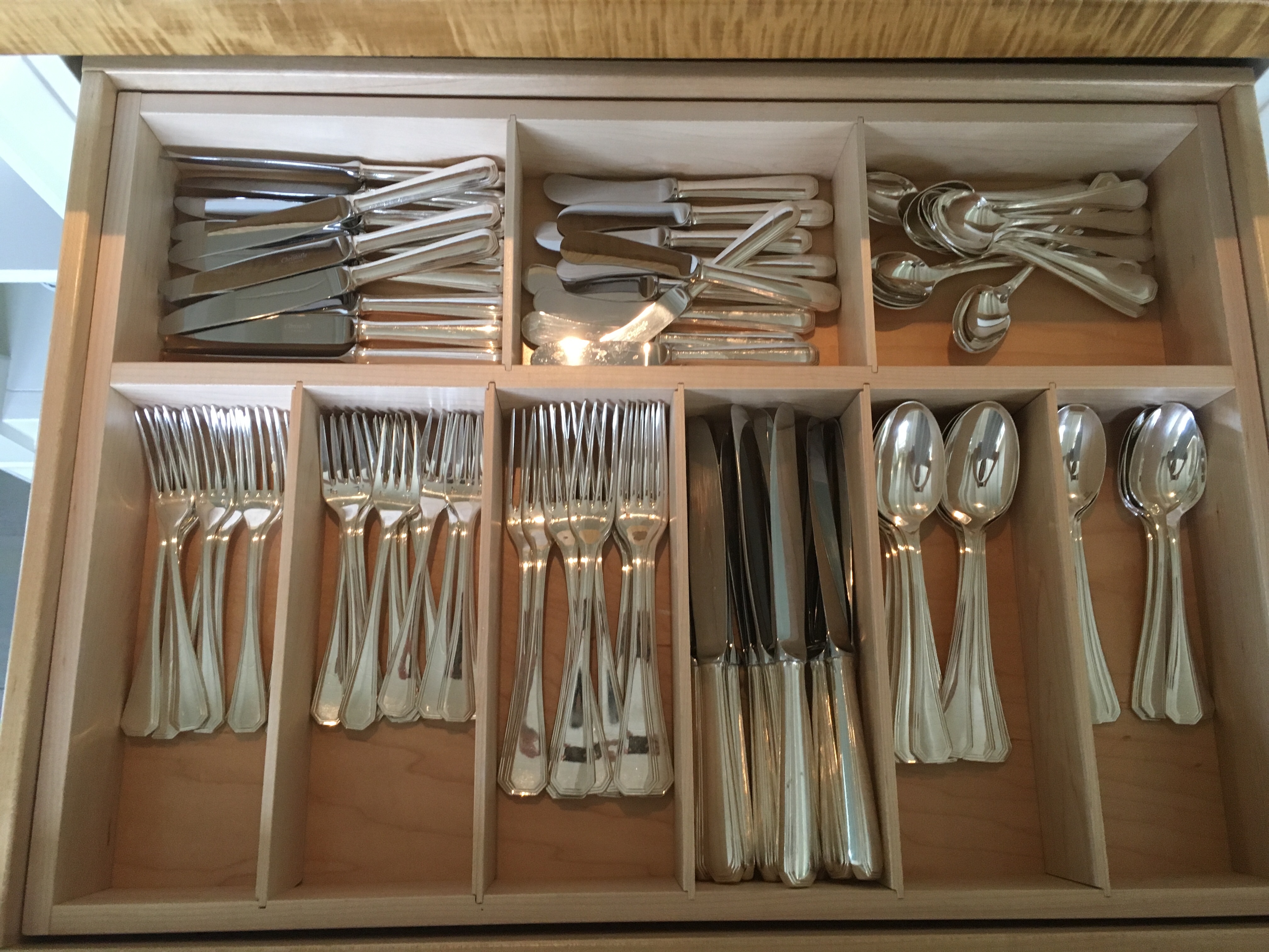 targeted maple drawer insert in farmhouse kitchen