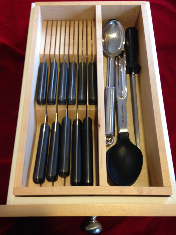 knife block and maple drawer insert