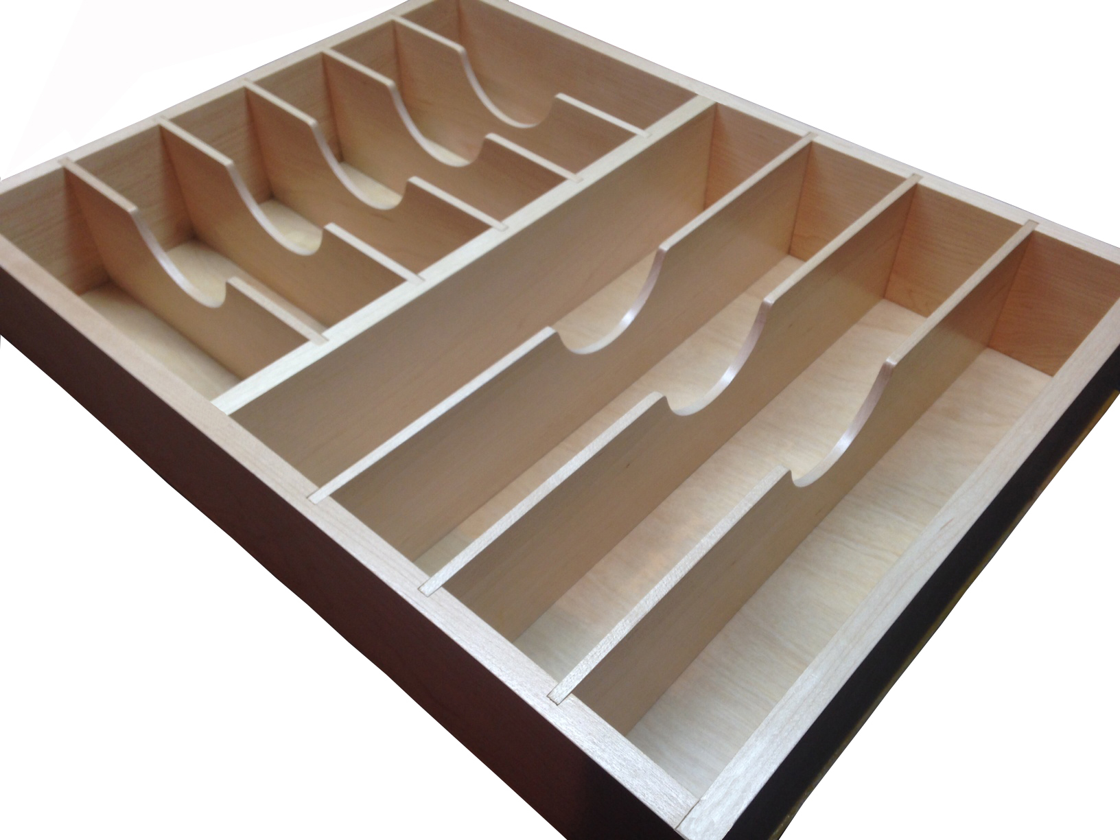 custom maple drawer insert with targeted dividers