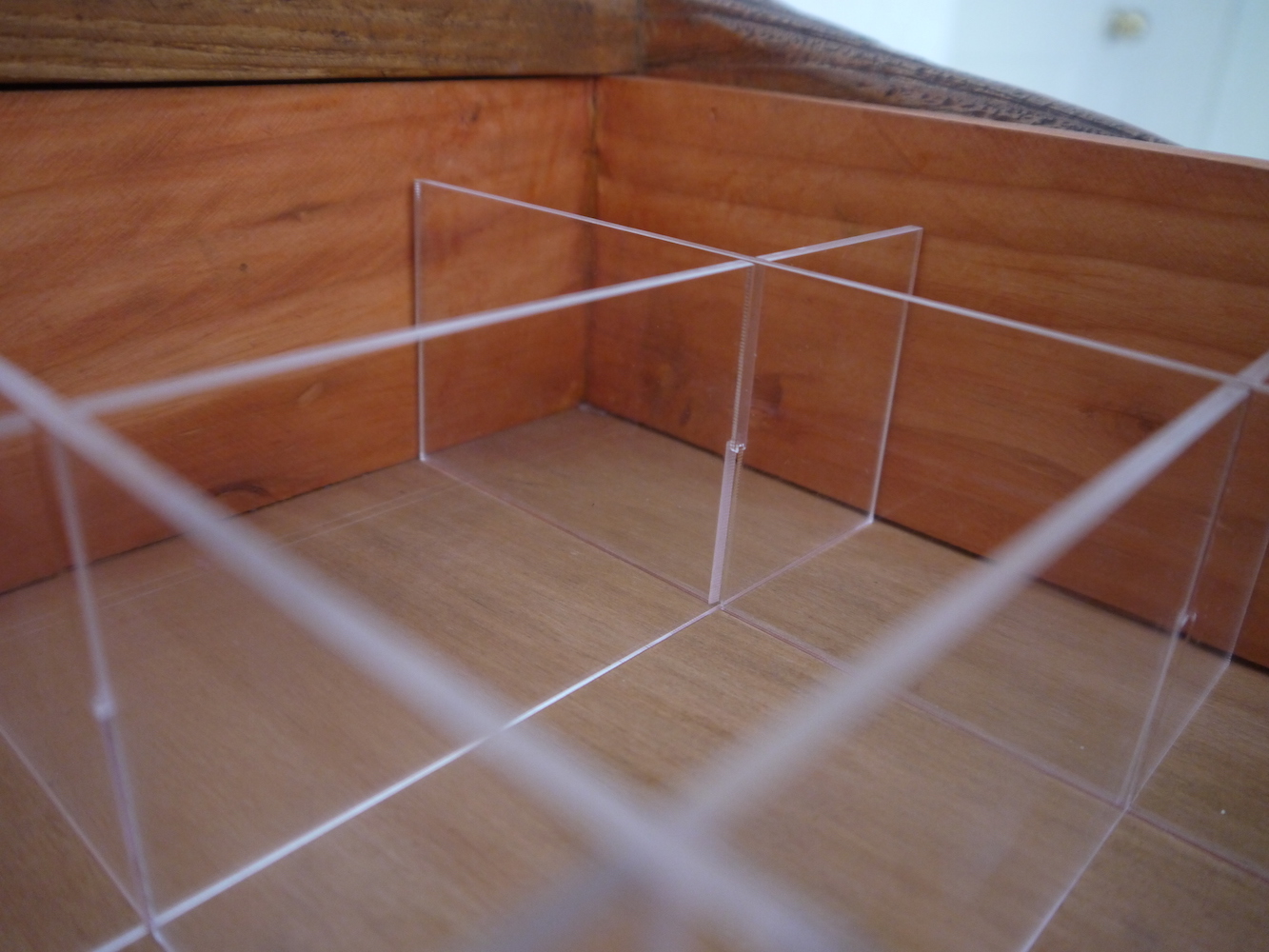 empty acrylic grid organizer